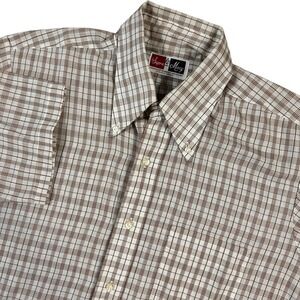 True Vintage Supre Macy Short Sleeve Plaid Button Shirt 50's 60's Fits Large‎